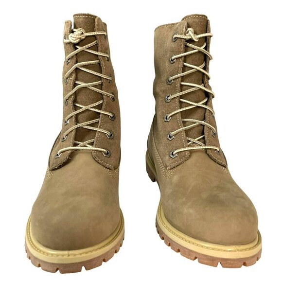 New Timberland Waterproof Taupe Suede Fold Down Teddy Fleece Boots Size 7 - Picture 2 of 10